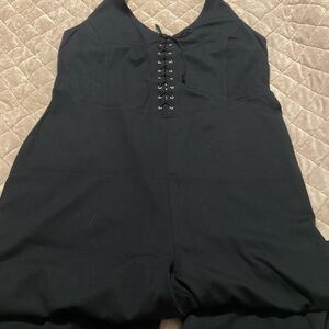 Forever 21 Plus Size Black Lace-Up Jumpsuit